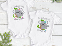 Our First Mothers Day Baby Koala Bodysuit, Personalised Gift for Mum & Bubs