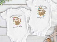 First Mothers Day Sloth Personalised Baby Bodysuit, Mummy & Baby Gift