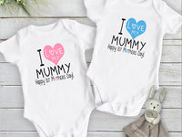 I Love my Mummy, Happy 1st Mothers Day Baby Bodysuit