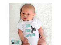 Crawl Walk Motocross Baby Onesie, Super Mini Dirt Bike Motorcycle Romper 