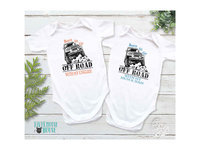 Born To Go Off Road with my Dad Baby Bodysuit, Personalised 4WD Car Romper