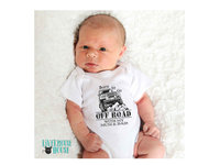 Born To Go Off Road with my Dad Baby Bodysuit, Personalised 4WD Car Romper