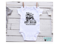 Born To Go Off Road with my Dad Baby Bodysuit, Personalised 4WD Car Romper