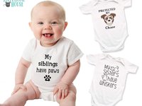 My siblings have paws baby bodysuit personalised to suit your pet family