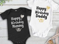 Happy Birthday personalised name baby bodysuit