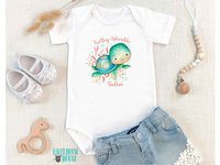 Turtley Adorable Personalised Baby Sea Turtle Bodysuit, Custom Design Ocean Lovers Gift