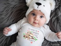 Cute sloth baby onesie, I'd rather be hanging with my nanna, aunty, uncle, Personalised to suit your family & friends