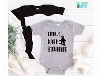Crawl Walk Snowboard Baby Bodysuit, Winter Snow Sports Romper