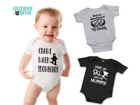Crawl Walk Snowboard Baby Bodysuit, Winter Snow Sports Romper