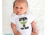 Yoda Baby Bodysuit, Change My Butt You Must, Funny Star Wars Onesie