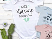 Baby Pregnancy Announcement Bodysuit, Personalised Footprints Design