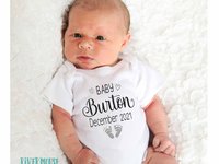 Baby Pregnancy Announcement Bodysuit, Personalised Footprints Design