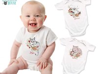 Little Possum Personalised Baby Bodysuit, Australian sugar glider with native flowers design