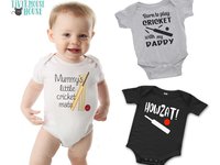 Australian Cricket Baby Bodysuit, Mummy + Daddy's Little Cricket Mate