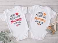 Happy First Mothers Day Mummy baby bodysuit. A custom personalised gift for Mum with love xo