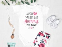 Happy First Mothers Day Mummy baby bodysuit. A custom personalised gift for Mum with love xo