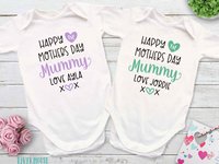 Happy First Mothers Day Mummy baby bodysuit. A custom personalised gift for Mum with love xo