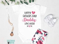 Happy first fathers day Daddy baby bodysuit. A custom personalised gift for Dad with love xo