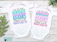 Nanna Says So Funny Baby Bodysuit with customisable name for Grandparents, Aunts, Uncles, family & friends