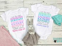 Nanna Says So Funny Baby Bodysuit with customisable name for Grandparents, Aunts, Uncles, family & friends