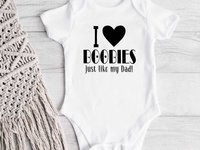 I Love Boobies Just Like my Dad Funny Baby Bodysuit