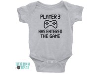 Gamer Baby Bodysuit, Player 3 has Entered the Game Pregnancy Announcement