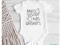 Cat baby bodysuit, My siblings have whiskers, Customised to suit Brother & Sister fur siblings