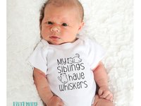 Cat baby bodysuit, My siblings have whiskers, Customised to suit Brother & Sister fur siblings