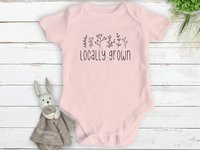 Locally Grown Aussie Baby Bodysuit, Modern Minimalist Style Wildflower Design