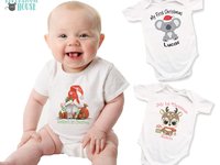 Santa Baby peace out Christmas bodysuit, Personalised with bubs name or custom text