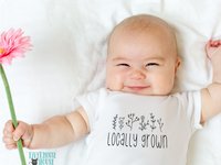 Locally Grown Aussie Baby Bodysuit, Modern Minimalist Style Wildflower Design
