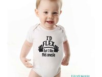 Funny Gym Baby Bodysuit, I'd Flex But I Like This Onesie Work Out Romper