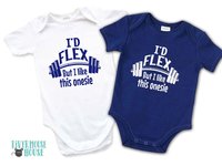 Funny Gym Baby Bodysuit, I'd Flex But I Like This Onesie Work Out Romper