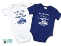 We're going to need a bigger boat baby bodysuit, Funny nautical pregnancy announcement