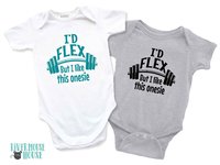 Funny Gym Baby Bodysuit, I'd Flex But I Like This Onesie Work Out Romper
