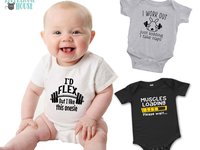 Funny Gym Baby Bodysuit, I'd Flex But I Like This Onesie Work Out Romper
