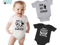 Born to ski with my Daddy snow kids baby bodysuit