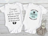 Custom personalised baby bodysuit, add your own text onesie, Australian sizes newborn to toddler, designed by Rivermouse House