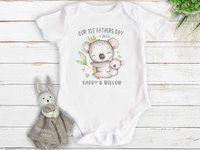 Koala Baby First Fathers Day Personalised Daddy & Bubs Australian Animals Bodysuit