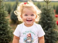 First Christmas Owl Custom Personalised Baby Bodysuit 2024