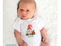 Santa Baby peace out Christmas bodysuit, Personalised with bubs name or custom text