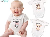 Baby cow personalised bodysuit, New to the Herd farm kids romper