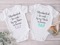 Handpicked for Earth baby bodysuit, Personalised family memorial angel wings onesie