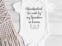 Handpicked for Earth baby bodysuit, Personalised family memorial angel wings onesie