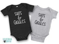 Shits & Giggles funny baby bodysuit, Australian sizes from newborn to toddler