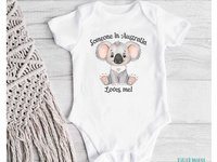 Koala Baby Bodysuit Someone in Australia Loves Me, Australian Animal Gift, Size Newborn to Toddler, Cute Little Aussie Wildlife Romper