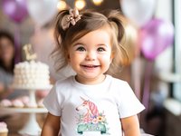 Personalised unicorn baby girl bodysuit, Pretty floral custom design, Size newborn to toddler onesie