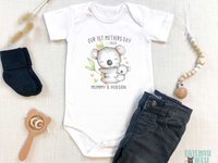 First Mothers Day Koala Personalised Baby Bodysuit, Custom Mummy & Baby 2024 Gift for Mum, Australian Sizes Newborn to Toddler