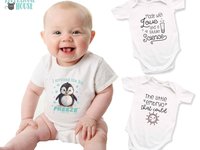 IVF Baby Penguin, I survived the big breeze funny bodysuit, Size newborn to toddler romper, Australian kids gift
