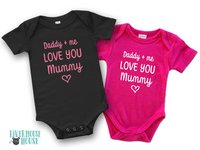 Daddy + me love you Mummy baby bodysuit, First mothers day gift for Mum
